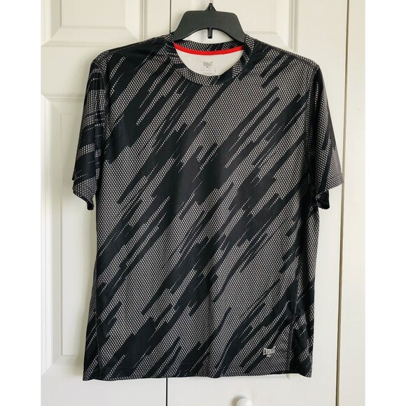 Everlast Men's Large Sport Short Sleeve Black &Grey Exercise T-Shirt Everdry - Picture 2 of 5